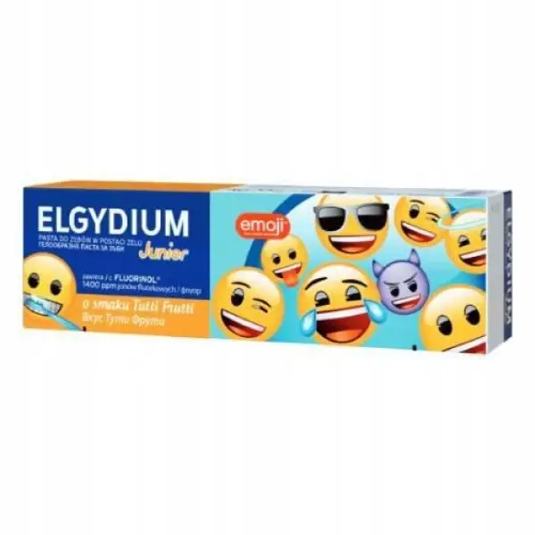 ELGYDIUM JUNIOR EMOJI PASTA DO ZĘBÓW DLA DZIECI 7-12LAT TUTTI-FRUTTI 50ML 
