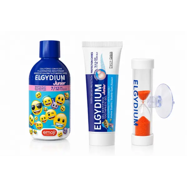 ELGYDIUM JUNIOR PŁYN 500 ML + PASTA DO ZĘBÓW 50 ML + KLEPSYDRA ZESTAW