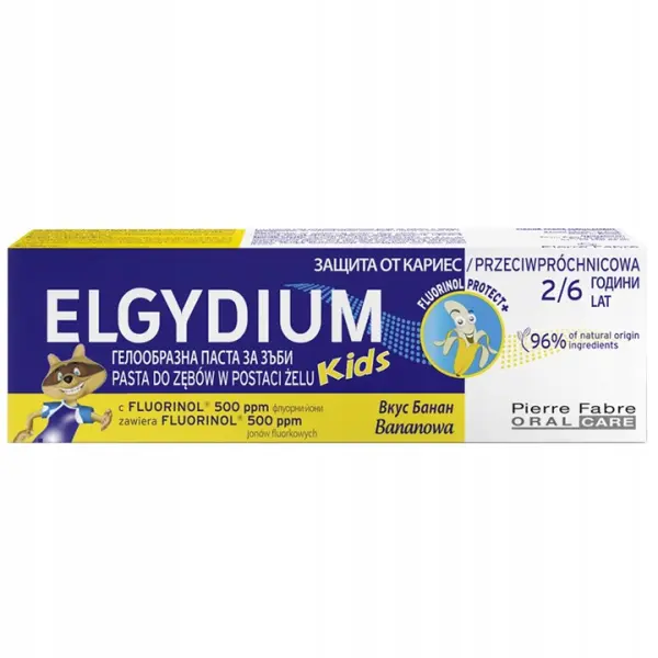 ELGYDIUM KIDS PASTA DO ZĘBÓW DLA DZIECI 3-6LAT PRZECIWPRÓCHNICOWA BANANOWA 50 ML