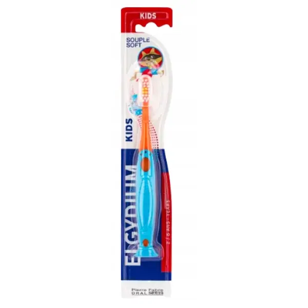 ELGYDIUM KIDS SZCZOTECZKA DO ZĘBÓW DLA DZIECI 2-6 LAT NIEBIESKO-POMARAŃCZOWA