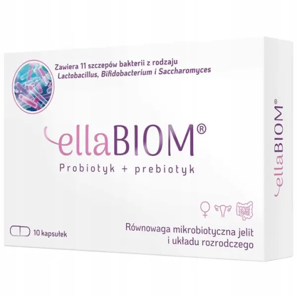 ELLABIOM PROBIOTYK + PREBIOTYK WSPARCIE MIKROBIOTY JELITOWEJ 10 KAPSUŁEK 
