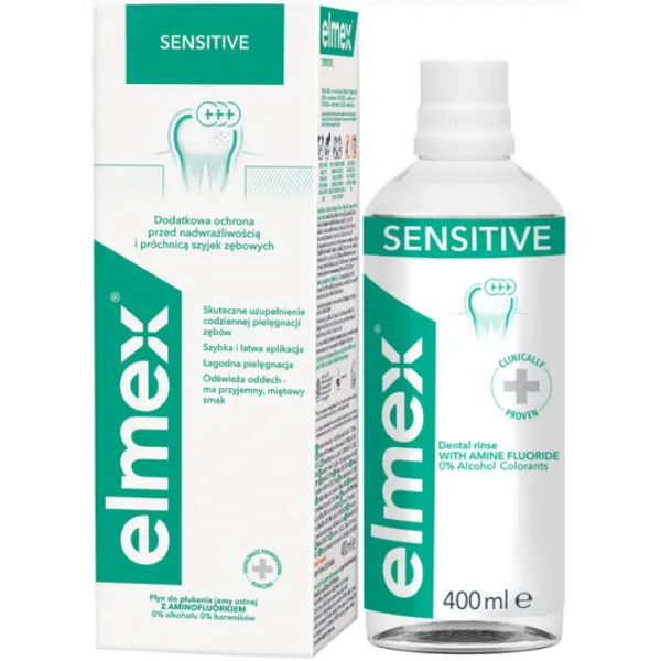 ELMEX SENSITIVE PŁYN DO PŁUKANIA JAMY USTNEJ NA NADWRAŻLIWOŚĆ ZĘBÓW 400 ML