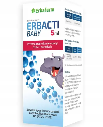 ERBACTI BABY PROBIOTYK DLA DZIECI 0+ ZAWIIESINA 5 ML