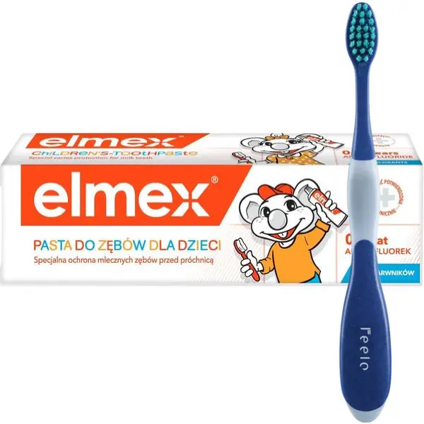 FEELO KIDS EXTRASOFT SZCZOTECZKA DO ZĘBÓW 3+ GRANATOWA + PASTA ELMEX 0-6 LAT