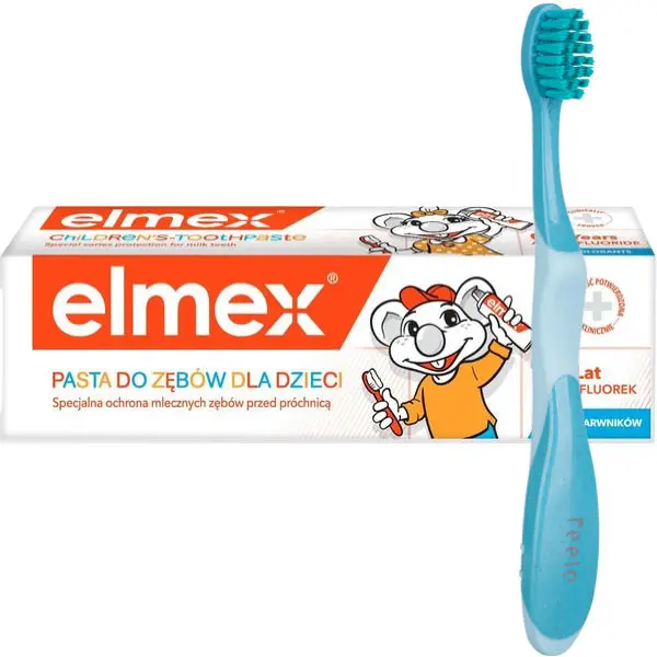 FEELO KIDS EXTRASOFT SZCZOTECZKA DO ZĘBÓW 3+ TURKUSOWA + PASTA ELMEX 0-6 LAT