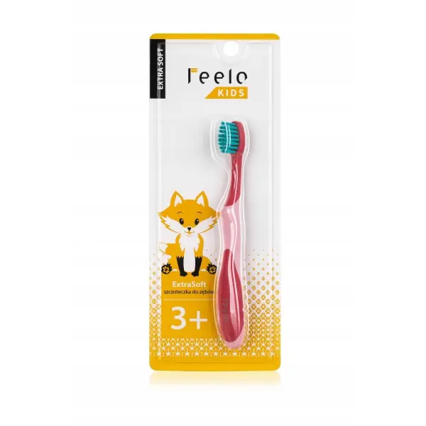 FEELO KIDS EXTRASOFT SZCZOTECZKA DO ZĘBÓW DLA DZIECI 3+ CZERWONO-RÓŻOWA
