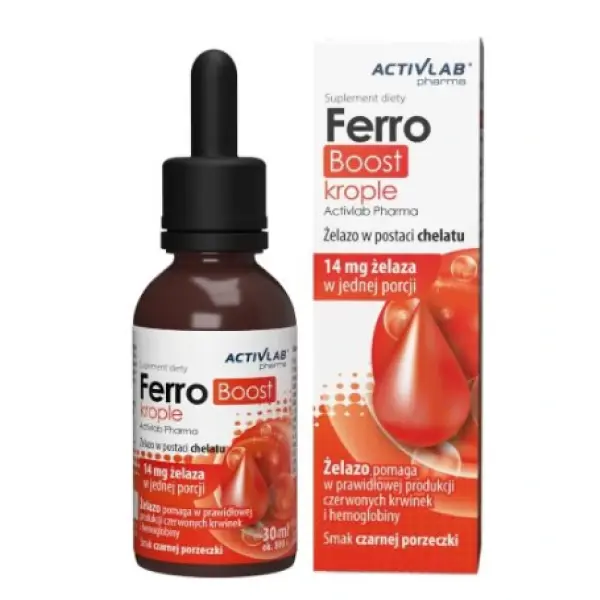 FERROBOOST żelazo 14mg 30 ml krople czarna porzeczka ACTIVLAB 