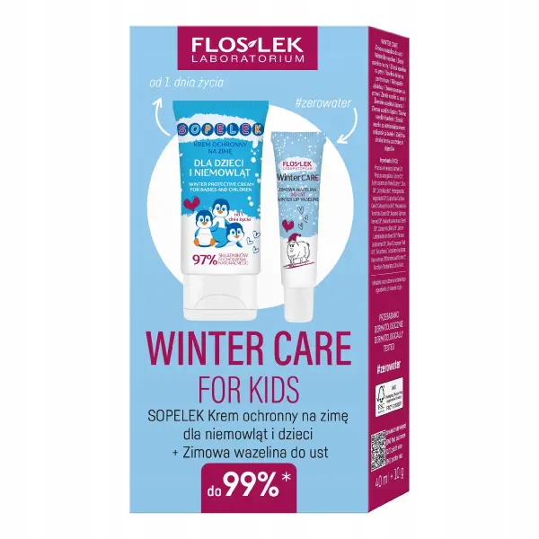 FLOSLEK ZESTAW WINTER CARE FOR KIDS KREM ZIMOWY SPF50+WAZELINKA DO UST 40ML+10G