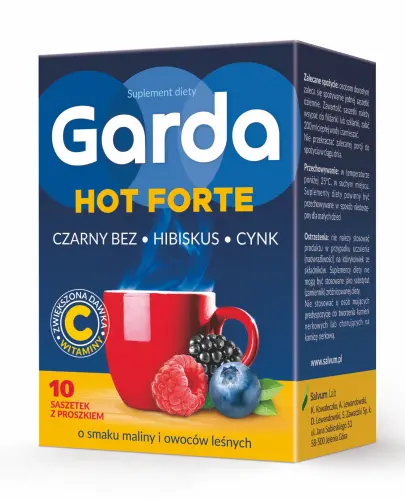 GARDA HOT FORTE NA PRZEZIĘBIENIE MALINA OWOCE LEŚNE 10 SASZETEK