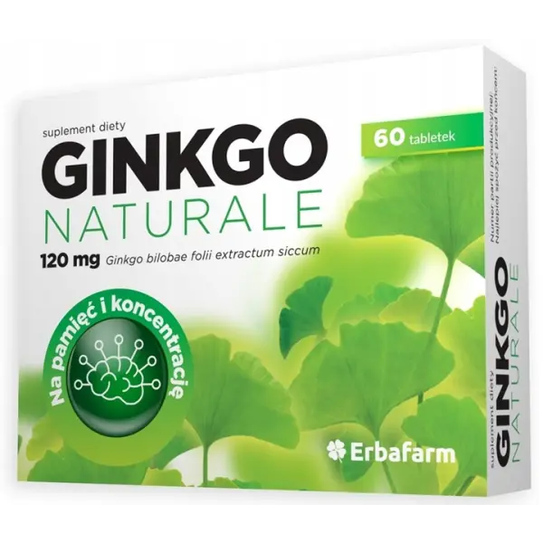 GINKO NATURALE MIŁORZĄB JAPOŃSKI NA PRACĘ MÓZGU 60 TABLETEK