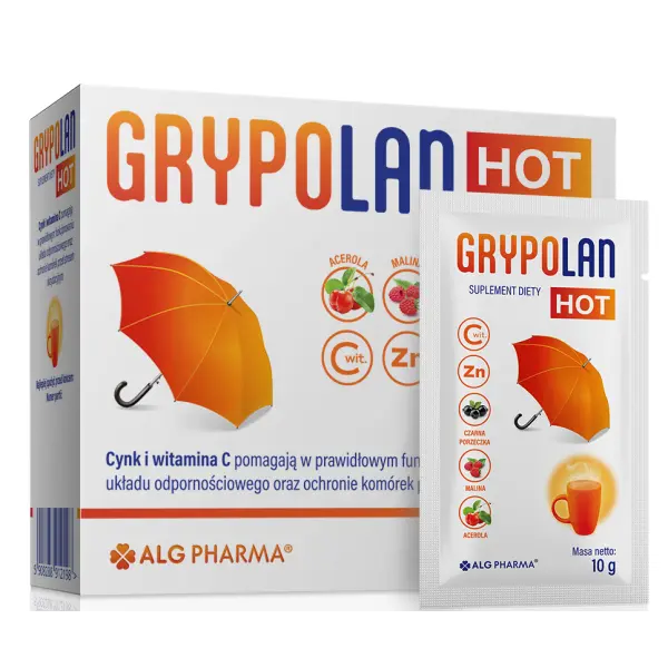 GRYPOLAN HOT Z CYNKIEM I WITAMINĄ C 10 SASZETEK ALG PHARMA