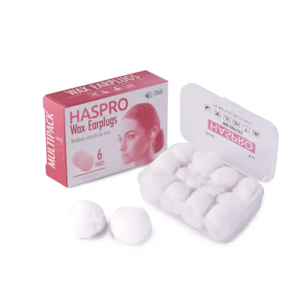 HASPRO FORMOWANE ZATYCZKI DO USZU WAX EARPLUGS WOSKOWE 6 PAR