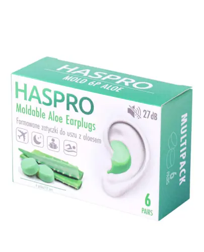 HASPRO FORMOWANE ZATYCZKI DO USZU Z ALOESEM UNIWERSALNE 6 PAR