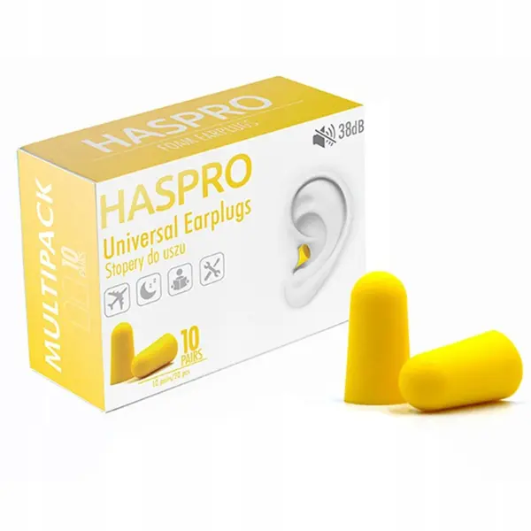 HASPRO MULTI10 STOPERY DO USZU UNIWERSALNE ŻÓŁTE 10 PAR
