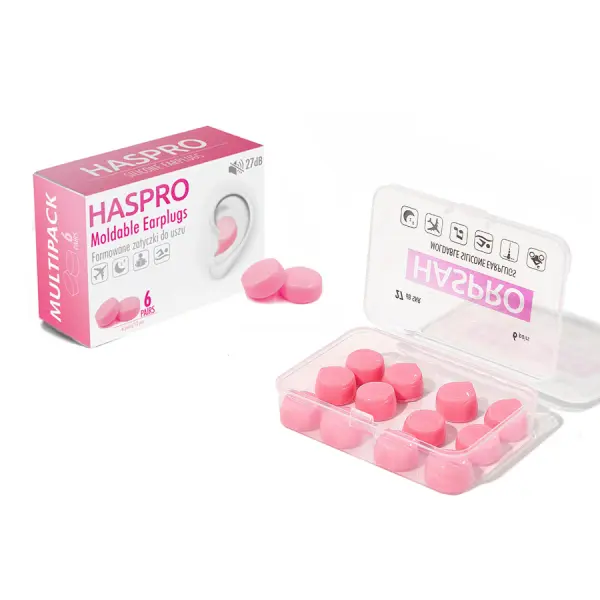HASPRO PINK FORMOWANE ZATYCZKI DO USZU RÓŻOWE 6 PAR