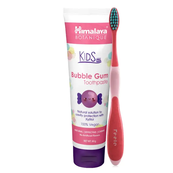 HIMALAYA BOTANIQUE BUBBLE GUM PASTA DO ZĘBÓW DLA DZIECI + FEELO SZCZOTECZKA DO Z