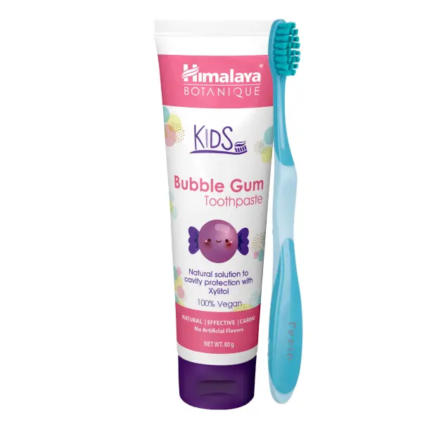 HIMALAYA BOTANIQUE PASTA DO ZĘBÓW BUBBLE GUM + FEELO SZCZOTECZKA TURKUSOWA