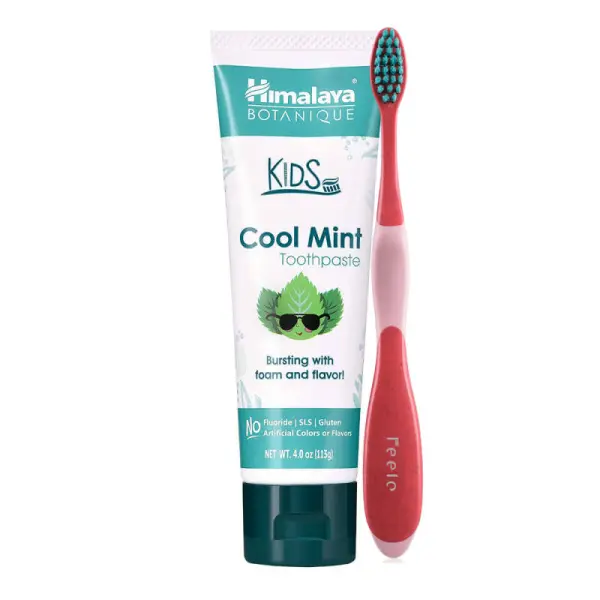 HIMALAYA BOTANIQUE PASTA DO ZĘBÓW COOL MINT + SZCZOTECZKA DO ZĘBÓW FEELO CZERWON