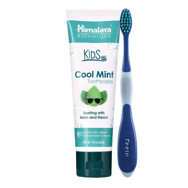 HIMALAYA BOTANIQUE PASTA DO ZĘBÓW COOL MINT + SZCZOTECZKA DO ZĘBÓW FEELO GRANAT