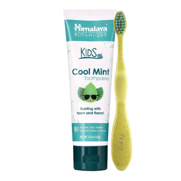 HIMALAYA BOTANIQUE PASTA DO ZĘBÓW COOL MINT + SZCZOTECZKA DO ZĘBÓW FEELO ŻÓŁTA