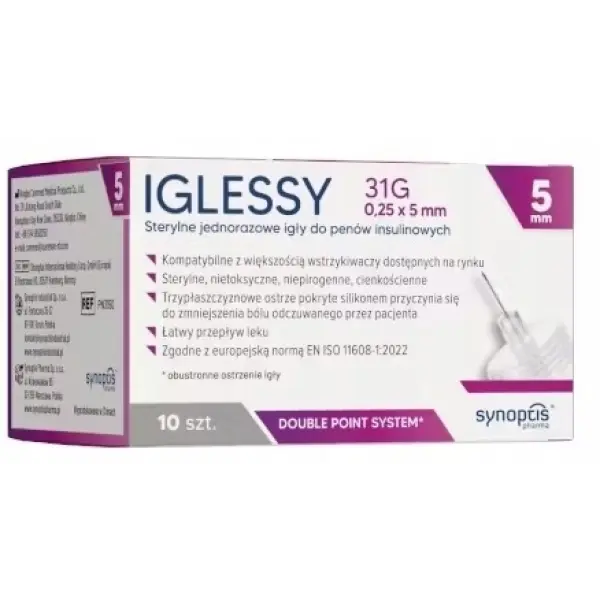 IGŁY IGLESSY DO PENÓW 0,25 x 5 mm 10 SZTUK