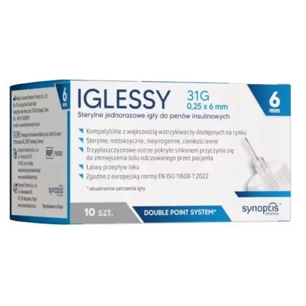 IGŁY IGLESSY DO PENÓW 0,25 x 6 mm 10 SZTUK