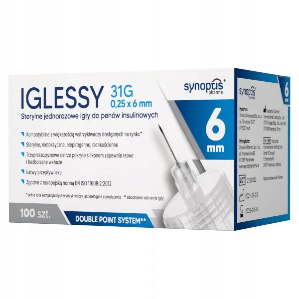 Igły Iglessy do penów 31G 0,25 x 6 mm 100 SZTUK