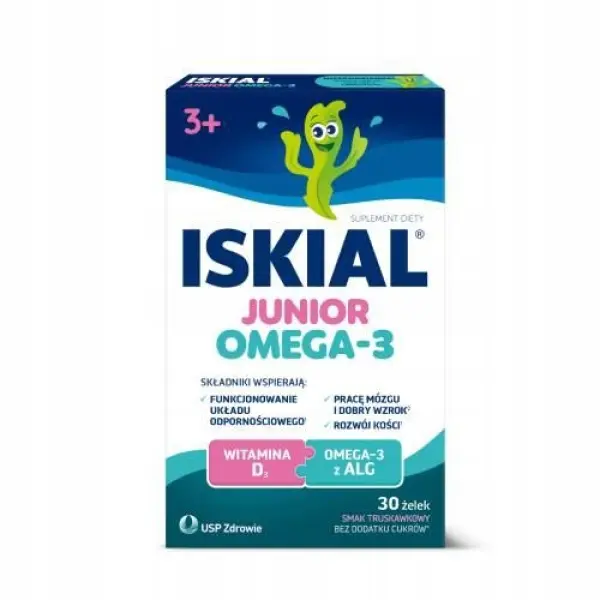 ISKIAL JUNIOR OMEGA 3 WITAMINA D3 ODPORNOŚĆ TRUSKAWKOWE 30ŻELEK
