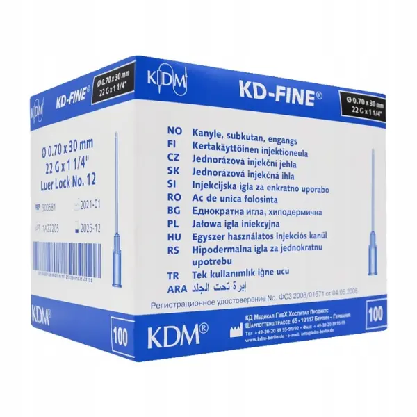 KDM KD-FINE IGŁY INIEKCYJNE 0.70 x 30mm 22G 100SZT.