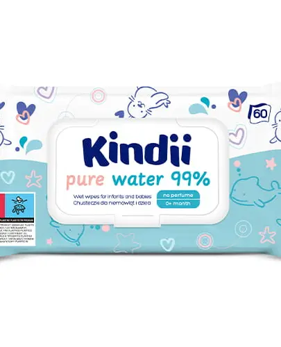 Kindi Pure Water 99% chusteczki oczyszczajace dla niemowlat i dzieci 60 sztuk