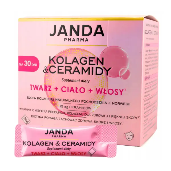 KOLAGEN & CERAMIDY Z BIOTYNĄ I WITAMINĄ C 30 SASZETEK JANDA PHARMA
