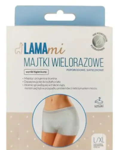 LAMAMI MAJTKI WIELORAZOWE POPORODOWE SIATECZKOWE 2 SZTUKI L/XL