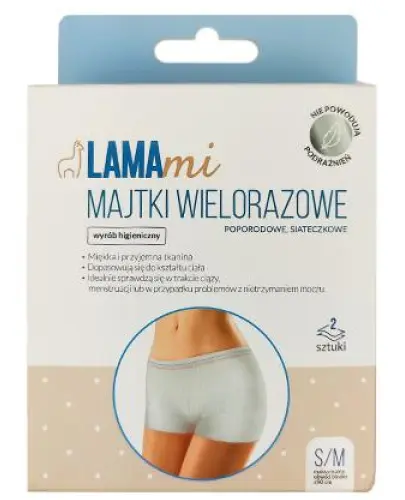 LAMAMI MAJTKI WIELORAZOWE POPORODOWE SIATECZKOWE 2 SZTUKI S/M