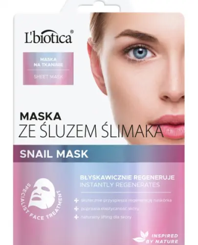 L'BIOTICA MASKA ZE ŚLUZEM ŚLIMAKA BŁYSKAWICZNIE REGENERUJĄCA 1 SZTUKA