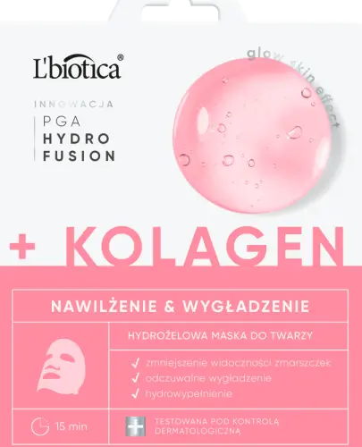 L'BIOTICA PGA HYDRO FUSION HYDROŻELOWA MASKA TO TWARZY Z KOLAGENEM 1 SZTUKA