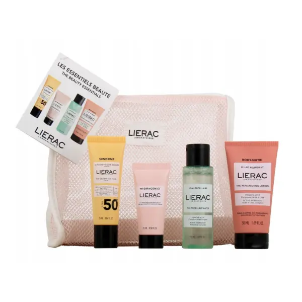 LIERAC Zestaw podróżny woda micelarna + SPF50 + balsam + krem + kosmetyczka