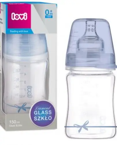 LOVI BUTELKA DYNAMICZNA SZKLANA BABY SHOWER BOY DIAMOND GLASS 150ML