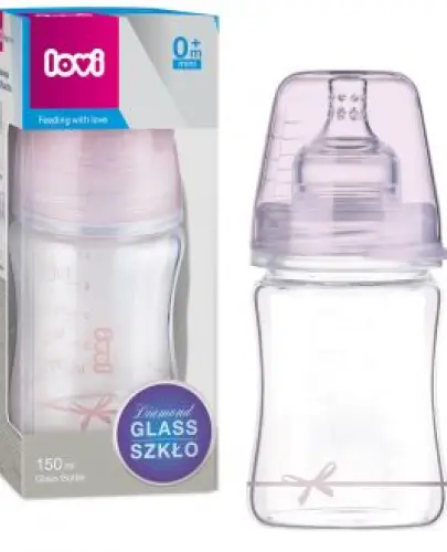 LOVI BUTELKA DYNAMICZNA SZKLANA BABY SHOWER GIRL DIAMOND GLASS 150ML