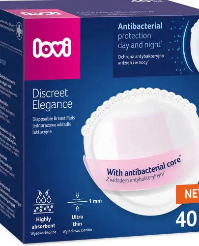 LOVI WKŁADKI LAKTACYJNE ANTYBAKTERYJNE DISCREET ELEGANCE BIAŁE 40SZT 