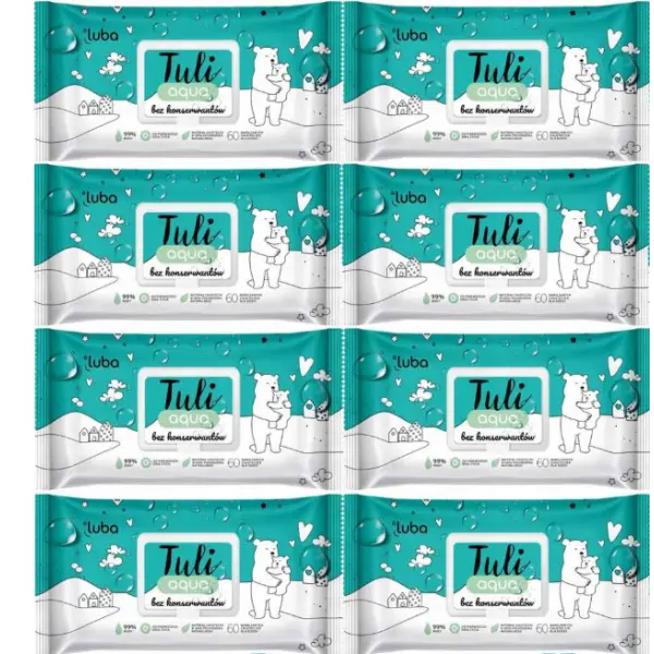 Luba Tuli AQUA 99 % chusteczki nawilżane 8 x 60 szt. WIELOPAK