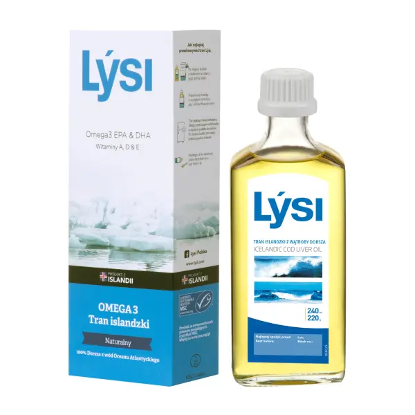 LYSI TRAN NATURALNY OLEJ KWASY OMEGA 3 DHA EPA NA ODPORNOŚĆ 240 ML