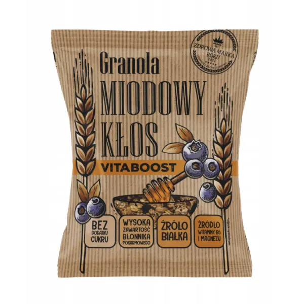 ŁYSOŃ GRANOLA MIODOWY KŁOS MIÓD I JAGODY 50 G VITABOOST