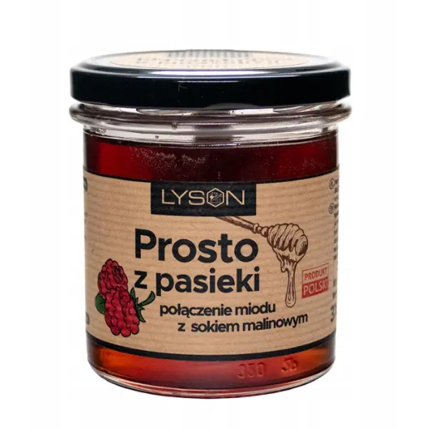 ŁYSOŃ MIÓD WIELOKWIATOWY Z SOKIEM MALINOWYM 370 G 