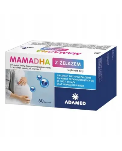 MAMADHA Z ŻELAZEM DLA KOBIET W CIĄŻY I MAM KARMIĄCYCH 60 KAPSUŁEK