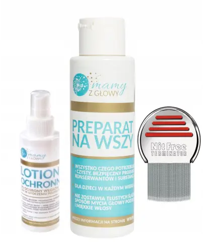 MAMY Z GŁOWY PREPARAT NA WSZY 100 ML + LOTION  OCHRONNY 100 ML + GRZEBIEŃ