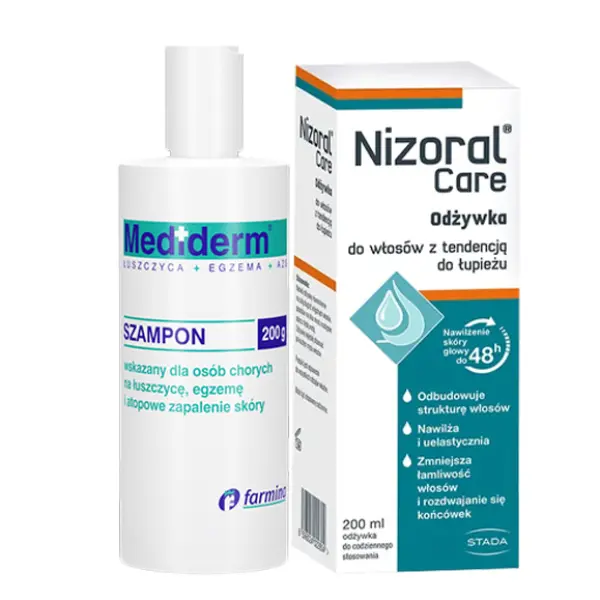 MEDIDERM SZAMPON 200 ML + NIZORAL CARE ODŻYWKA ZESTAW