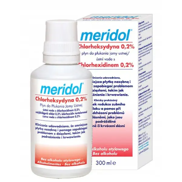 MERIDOL PŁYN DO PŁUKANIA UST Z CHLORHEKSYDYNĄ NA PROBLEMY Z DZIĄSŁAMI 300 ML