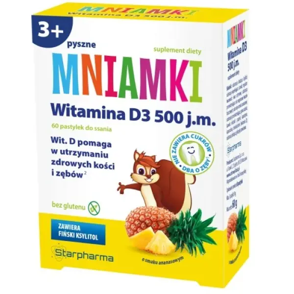 Mniamki Witamina D3 60 pastylek ksylitol i stewia STARPHARMA