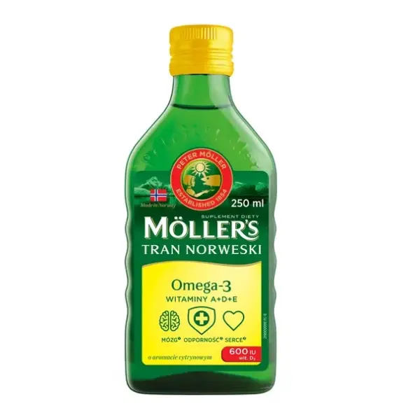 Mollers Tran norweski o aromacie cytrynowym, 250 ml