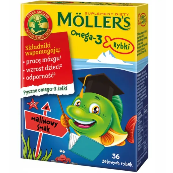 MOLLERS Omega-3 RYBKI smak malinowy 36 szt.